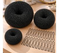 Set di 23 ciambelle per chignon, 3 misure S/M/L con 20 forcine coordinate, in morbida rete, per danza, balletto, chignon, calzini, chignon, chignon, per donne, ragazze, bambini, per tutte le stagioni