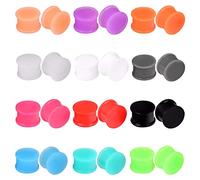 Set di 24/52/20 tappi per le orecchie in morbido silicone, dilatatori a lobo, dilatatori a doppia svasatura, colorati, in silicone, per donne e uomini, 14 mm, silicone, senza pietre preziose