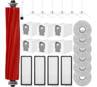 Set di 24 Accessori Ricambi per Roborock Q Revo S/Q Revo MaxV/Q Revo PRO, 1 Spazzola Principale, 6 Sacchetti di Polvere, 6 Panni, 6 Spazzole Laterali, 4 Filtri, 1 Spazzola Piccola