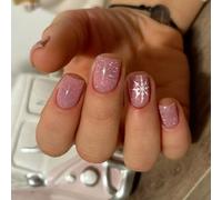 Set di 24 adesivi natalizi glitterati con fiocco di neve, per manicure invernale per feste e uso quotidiano