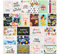 Set di 24 Biglietto di Auguri di Compleann, Biglietti Auguri con Buste, Multipack per Compleanno Cartolina,Biglietto Compleanno Pieghevole, per Invito Alla Festa Adulti (Bianco e nero)