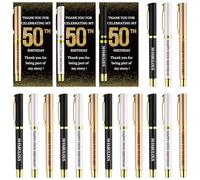 Set di 24 bomboniere per 50° compleanno per gli ospiti Cheer to 50 Years Penne a sfera e biglietti di ringraziamento, idee regalo per 50° compleanno, souvenir per uomini e donne, regali per 50 anni