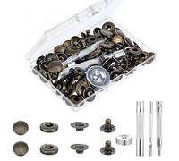 Set di 24 bottoni automatici senza cuciture, bottoni a pressione con pinza, bottoni automatici in metallo e pelle, con 4 strumenti di installazione per vestiti, jeans, borsa in pelle, artigianato