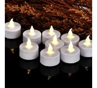 Set di 24 candele a LED senza fiamma a batteria, candele tealight elettriche brillanti realistiche, scatola metallica durevole 200 ore matrimoni, feste, decorazione del festival