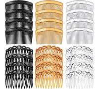 Set di 24 Clip per Pettini per Capelli Laterali alla Francese in Plastica a Spirale Pettini per Mollette per Capelli Accessori con Denti 11/23 per Donne (Nero, Trasparente, Marrone)