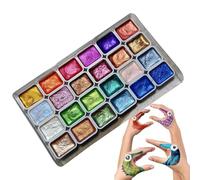 Set di 24 colori ad - 12,4 × 6,4 × 0,6 cm palette padelle, kit effetto scintillante, articolo d'arte per professionisti, principianti, studenti, design portatile, colori vivaci,