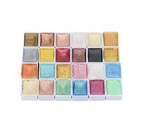 Set di 24 colori ad acquerello metallizzati macaron solidi perlati per pittura nail art, 24 pezzi pittura ad acquerello metallizzata macaron tinta unita perlescente pittura ad acquerello