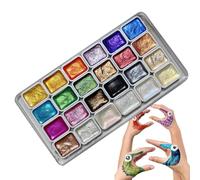 Set di 24 colori metallizzati ad acquerello, set di pittura ad acquerello tinta unita, glitter tinta unita, tavolozza di colori ad acquerello, set di pittura ad acquerello perlescente