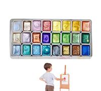 Set di 24 colori metallizzati ad acquerello, set di pittura ad acquerello tinta unita, glitter tinta unita, tavolozza di colori ad acquerello, set di pittura ad acquerello perlescente