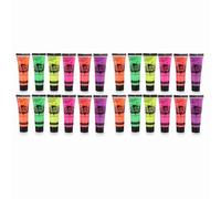 Set di 24 colori per viso e corpo in tubi, da 10 ml ciascuno, si illuminano alla luce UV, 6 colori fluorescenti al neon per feste, discoteche, festival, trucco di Halloween (24 pezzi)