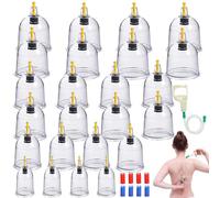 Set di 24 coppette con pompa a vuoto, per terapia tradizionale cinese, coppettazione, con punto di agopressione, magneti, per viso e tutto il corpo, autotrattamento