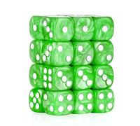 Set di 24 dadi da 16 mm a 6 lati, motivo perlato, set di dadi da gioco D6 a 6 lati, standard per Yahtzee, Bunco o insegnamento della matematica, con custodia portatile (verde perla)