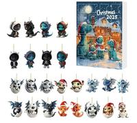 Set di 24 giorni per conto alla rovescia - Calendario 'Avvento giocattolo | 2D drago ciondolo da collezione | per adolescenti, studenti, nipote, famiglia, amici, astuccio per la scuola