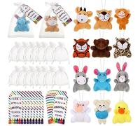 Set di 24 mini animali di peluche con scritta "Welcome Back to School", idea regalo per studenti, primo giorno di scuola, animali di peluche della giungla, con etichette, sacchetti in organza per