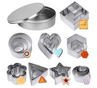 Set di 24 Mini Formine per Biscotti, Formine Geometriche con Stella a Forma di Cuore, Esagonale, ecc., in Acciaio Inox, per Biscotti, Pasticceria, Decorazione di Torte, Pasta di Zucchero, Natale
