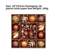 Set di 24 palline per albero di Natale in plastica con contenitore, decorazioni sicure e di lunga durata, per albero e uso stagionale (rame poco profondo)