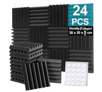 Set di 24 pannelli fonoassorbenti in schiuma, 5,1 x 30,5 x 30,5 cm, pannelli fonoassorbenti Foneso per studio, registrazione podcast, sale giochi, uffici