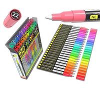 Set di 24 pennarelli acrilici fluorescenti fluorescenti, con punta extra fine da 0,7 mm, per pittura su roccia, vetro, tazze, legno, metallo, tela, progetti fai da te, non tossici, ad asciugatura