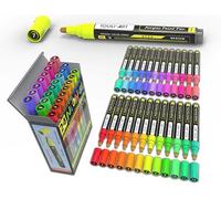 Set di 24 pennarelli fluorescenti in acrilico con punta da 3 mm, punta da 3 mm, per pittura su roccia, vetro, tazze, legno, metallo, tela, progetti fai da te, dettagli, atossici, a base d'acqua,