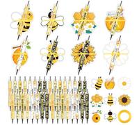 Set di 24 penne a forma di ape, mini note adesive, idea regalo, divertenti penne a sfera con taccuini per lista delle cose da fare, blocchetti promemoria per baby shower, decorazioni per feste di