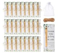 Set di 24 Penne Della Fortuna in Legno con Penne Sfera, Incisione, Cartoline di Buon Auspicio, Sacchetti di Organza & 5m di Corda di Giuta - Perfetto per Regali per Tutte le Occasioni