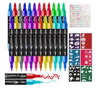 Set di 24 penne per tatuaggi per bambini, delicato sulla pelle, con template per tatuaggi e adesivi colorati con perline 3D, per adulti, ragazze, ragazzi, feste di compleanno, carnevale e Natale