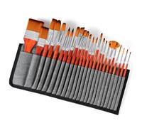 Set di 24 Pennelli Artistici, Setola di Nylon, Diverse Dimensioni, Rosso RetrÃ²