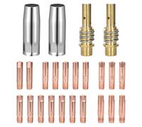 Set di 24 Pezzi di Torcia per Saldatura, Accessori per Saldature, per 15AK MB15, 2 Ugelli per Gas, 2 Supporti Ugelli, 20 Punte di Contatto M6 0,6 mm, 0,8 mm, 0,9 mm, 1,0 mm, 1,2 mm