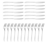 Set di 24 posate da bistecca, in acciaio, 12 coltelli da bistecca e 12 forchette da bistecca, coltello e forchetta, set di posate antiruggine per famiglia, campeggio, feste, lavabili in lavastoviglie