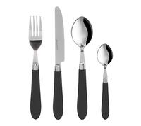 Set di 24 posate in nero liscio 18/0, colore: Nero