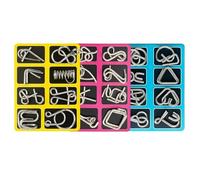 Set di 24 rompicapo in metallo, giochi di intelligenza e logica basati sulla fisica, adatti a bambini e adulti, giochi portatili ideali come pensierino per feste e per mettersi alla prova. (1set)