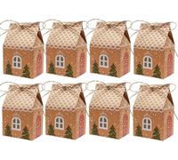 Set di 24 Scatole Natalizie Regalo, Calendario Avvento Fai Da Te 2024 in Carta Kraft Scatole Regalo di Natale con Corde di Canapa per Confezioni Regalo, Decorazioni Natalizie (10,5 x 7 x 5 cm)