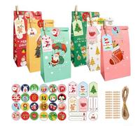 Set di 24 scatole per dolci per feste natalizie, con elementi decorativi come clip e corda (A)