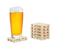 Relaxdays 24x Sottobicchieri Mini Pallet, Set da 24, Poggiabicchieri Antiscivolo, Bancali in Legno, HLP: 2x12x8cm, Naturale