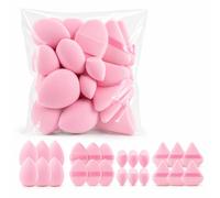 Set di 24 spugnette per trucco rosa e spugnette per il trucco, a goccia e triangolo, con nastro, mini applicatori, senza lattice, uso bagnato e asciutto per liquidi e cipria.
