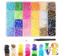 Set di 24 strass per tessuti, set di strass con pinzette e pennelli bianchi per pittura con strass, nail art fai da te, tessuti
