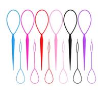 Set di 24 strumenti per lo styling dei capelli, per coda di cavallo, coda di cavallo, trecce francesi, grandi e piccole, per donne, rosa, blu, fucsia, nero, rosso, viola