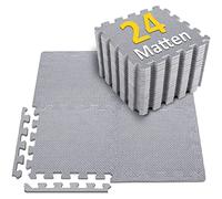 Set di 24 tappetini puzzle [33% in più] - Tappetino sportivo EVA antiscivolo per palestra e attrezzature per fitness, tappetini per esterni e piscina, grigio