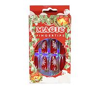 Set di 24 unghie natalizie a pressione, copertura completa, in acrilico, decorazione per unghie