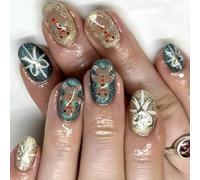 Set di 24 unghie natalizie con disegni lucidi unghie finte in acrilico unghie artificiali manicure per occasioni festive