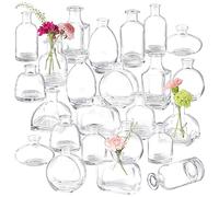 Set di 24 vasi in vetro sfuso, trasparenti, per centrotavola, piccoli vasi di vetro per fiori, vasi vintage per matrimoni rustici, decorazioni per la casa, composizioni floreali, mini vasi in vetro