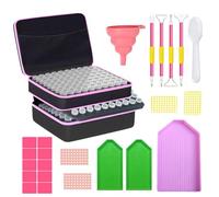 Set di 240 scatole per pittura a diamante con valigetta organizzativa, imbuto e adesivi, accessori per pittura con diamanti 5D per progetti fai da te strutturati, valigetta blu con scomparti multipli
