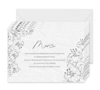 Set di 25 biglietti + 25 buste bianche - biglietti ringraziamento lutto - condoglianze morte ossessanti o funerali, carta opaca di qualità, formato cartolina (gigli, confezione da 25)