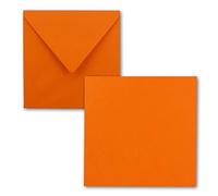 Set di 25 biglietti singoli quadrati, da 15 x 15 cm, con buste, ideale per biglietti di auguri e altro ancora, colore: arancione, della serie FarbenFroh di Gustav Neuser