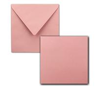 Set di 25 biglietti singoli quadrati, da 15 x 15 cm, con buste, ideale per biglietti di auguri e altro ancora, colore: rosa antico, della serie FarbenFroh di Gustav Neuser