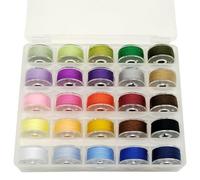 Set di 25 bobine di filo per macchina da cucire con custodia, set di bobine preavvolte per macchine da cucire Brother/Babylock/Janome/Elna/Kenmore/Babylock/Singer