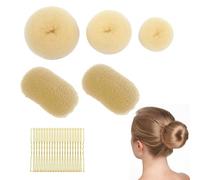 Set di 25 ciambelle per chignon, con 20 forcine dorate, per ballerine, ballerine, ragazze, ecc. e acconciature quotidiane fai da te (beige)