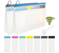 Set di 25 contenitori da viaggio per proteine in polvere, sacchetti riutilizzabili per alimenti, 21 sacchetti monodose e 2 sacchetti grandi con cerniera, contenitore portatile per integratori con