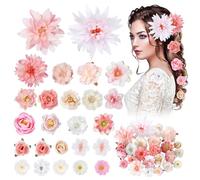 Set di 25 fermagli per capelli a forma di fiore, fermagli per capelli da donna, clip a coccodrillo antiscivolo, per feste, matrimoni e tutti i giorni