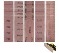 Set di 25 fogli di carta vetrata, 70 x 198 mm, per Mirka, carta vetrata per levigatrice manuale con aspirazione, lucidatura senza polvere, carta vetrata per legno, vernice e metallo, grana 80, 120,
